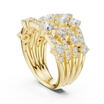 Load image into Gallery viewer, Golden Crown Multi-Row Diamond Cocktail Ring
