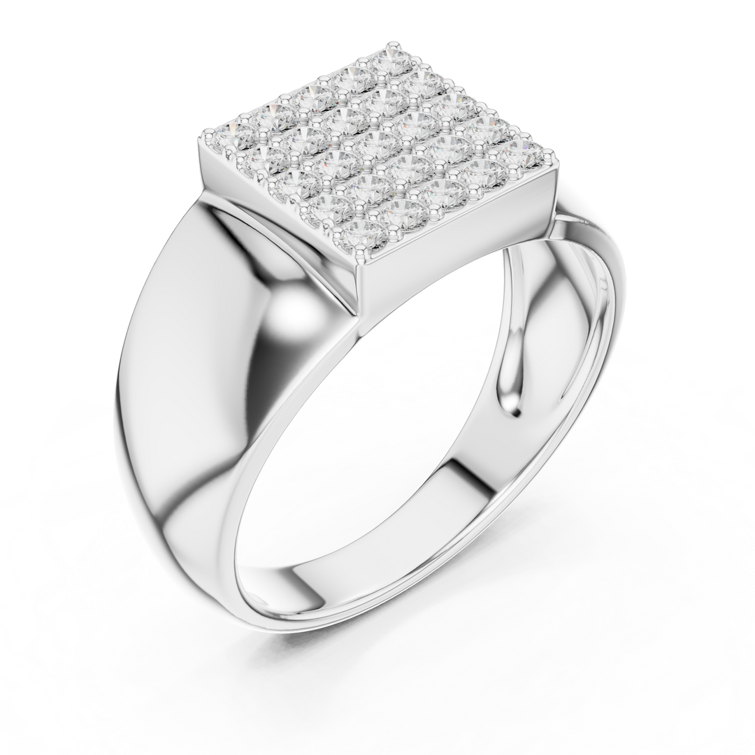 Rectangular Pavé Signet Mens Ring — 0.45ct