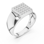 Rectangular Pavé Signet Mens Ring — 0.45ct