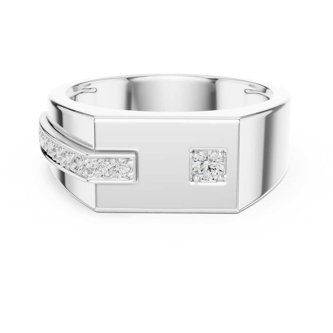 Angular Signet Mens Ring — 0.19ct