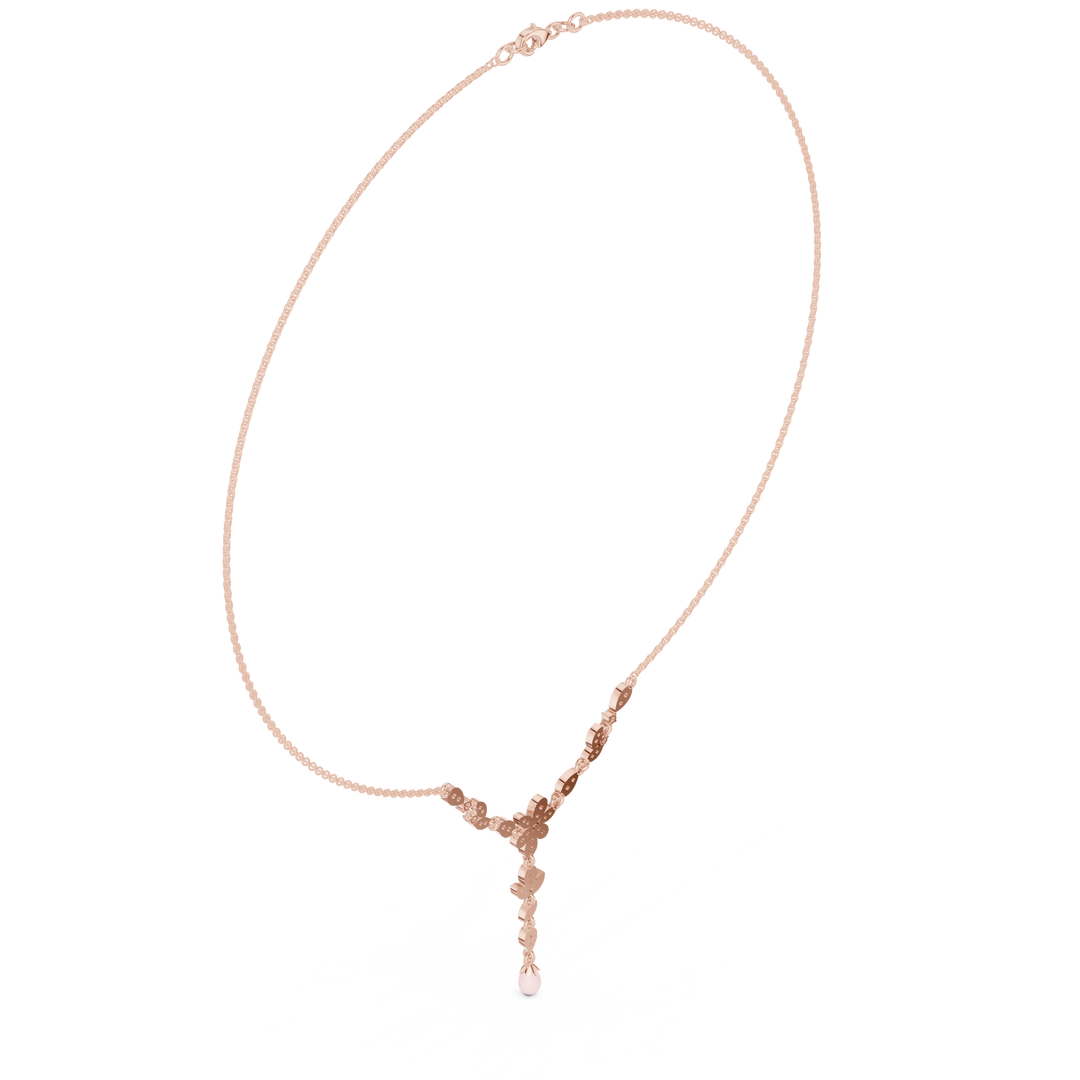 Floral Y-Drop Pearl Necklace — 0.39ct