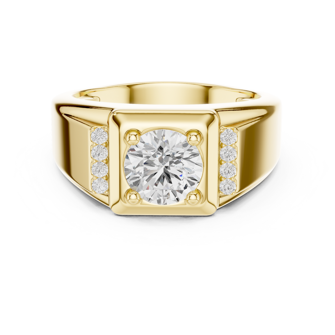Diamond Signet Mens Ring — 1.08ct