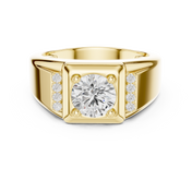 Diamond Signet Mens Ring — 1.08ct