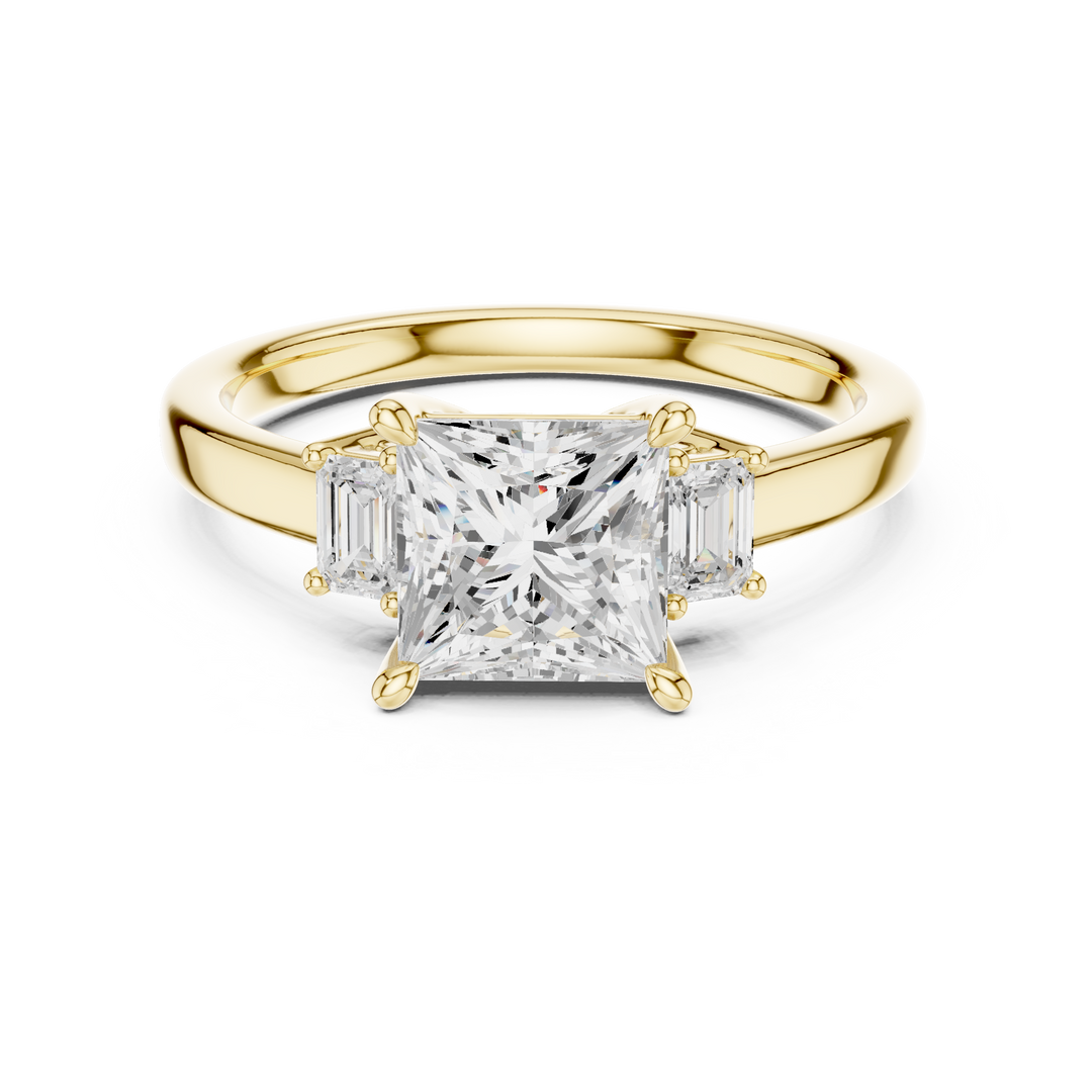 Royale Princess Cut Three-Stone Diamond Engagement Ring