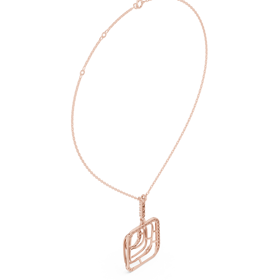 Square Spiral Pendant Necklace — 0.47ct
