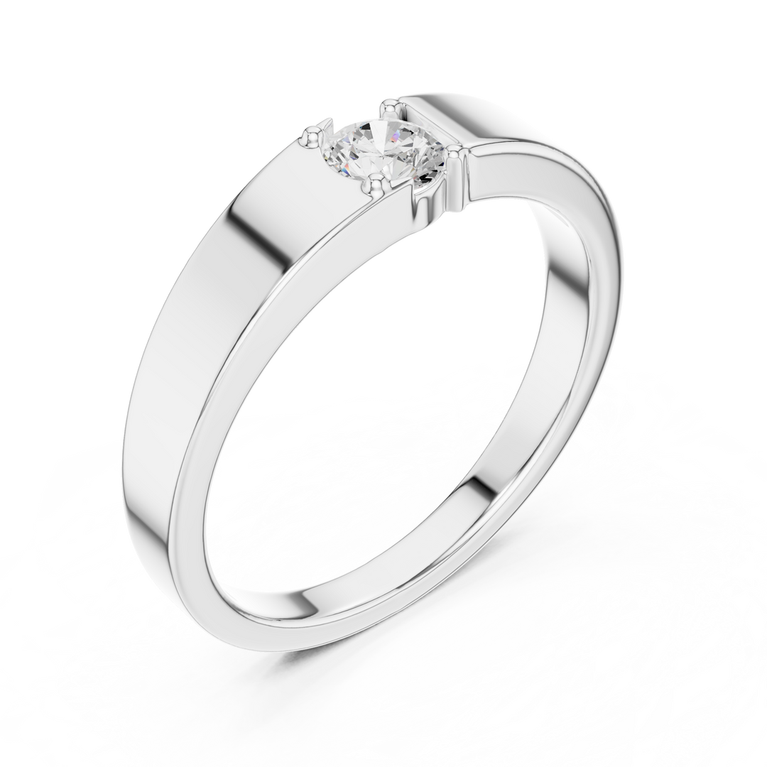 Tapered Solitaire Mens Ring — 0.30ct