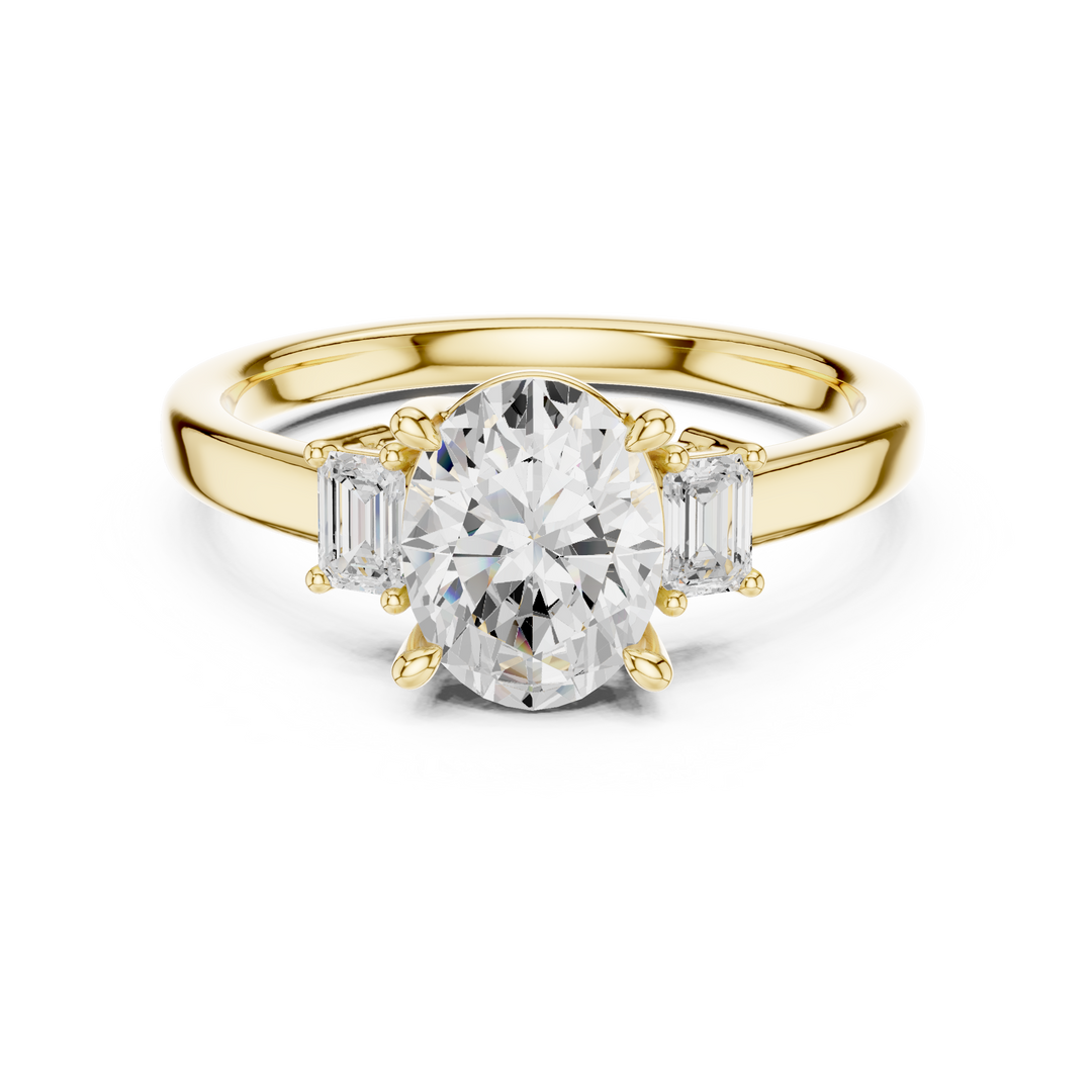 Marquette Oval Three-Stone Diamond Ring