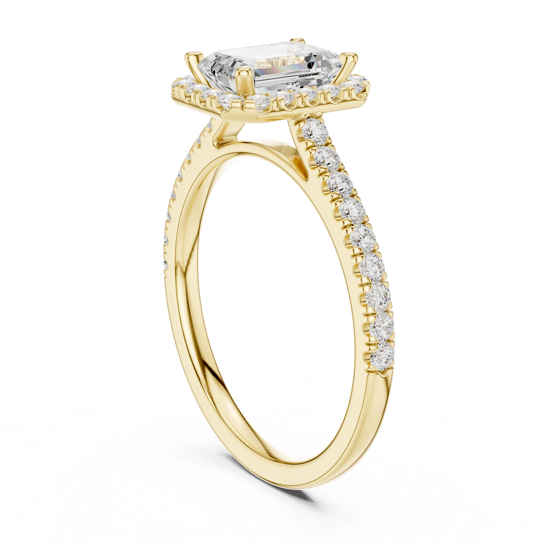 Solitaire Emerald Cut Diamond Accent Ring