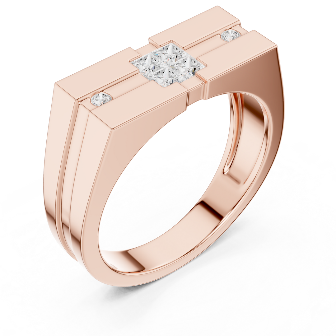 Geometric Cluster Mens Ring — 0.22ct