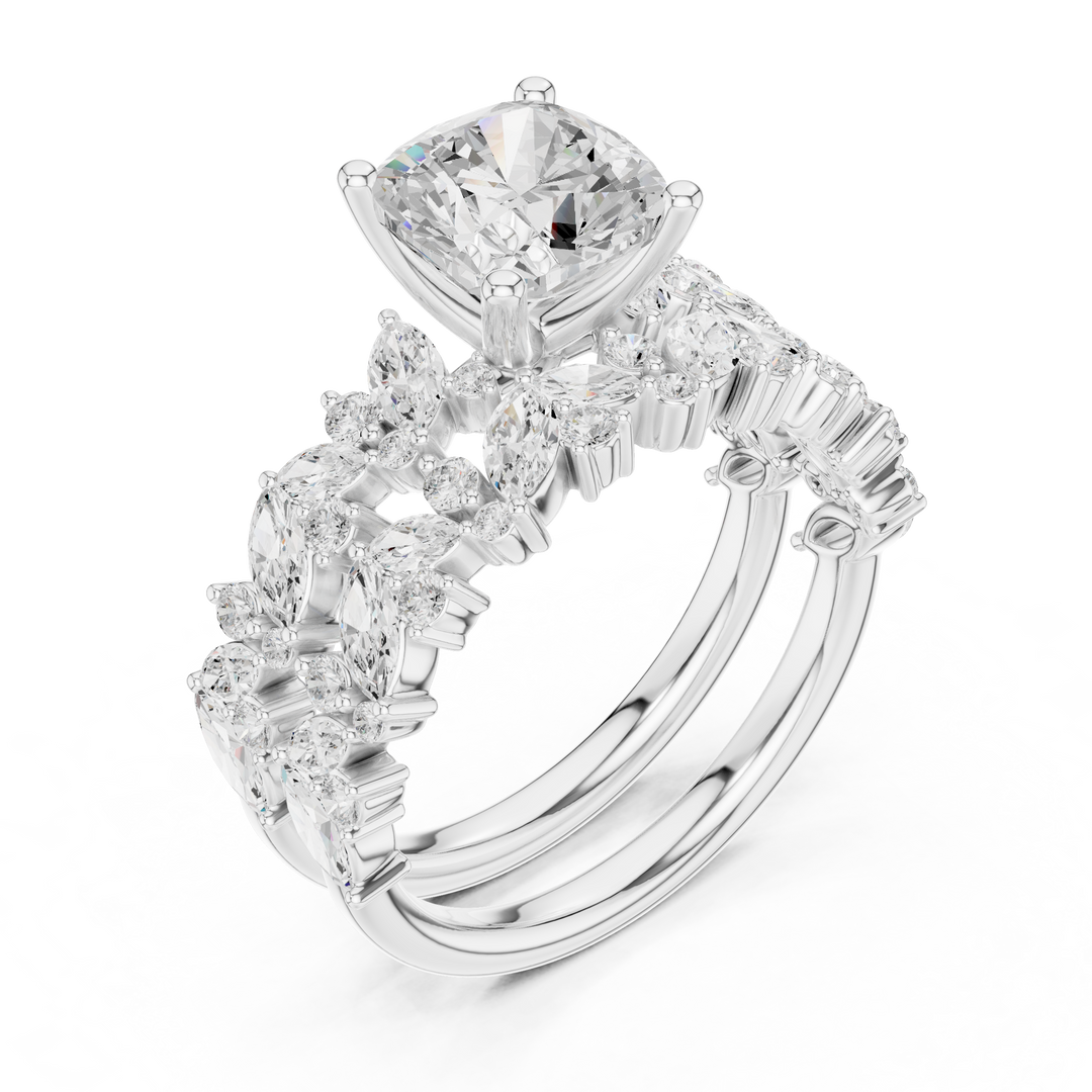 Baroque 1.73ct Cushion Cut Diamond Ring