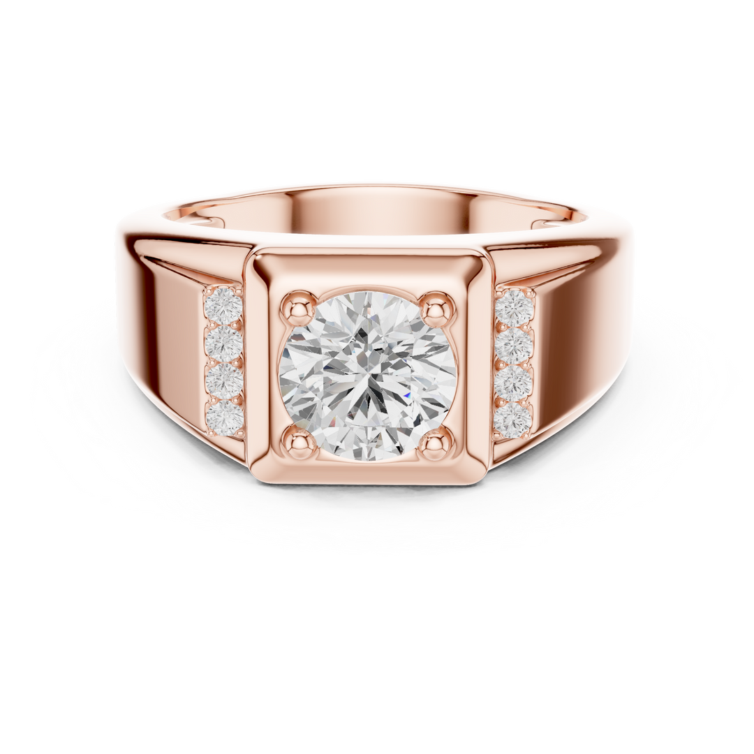 Diamond Signet Mens Ring — 1.08ct