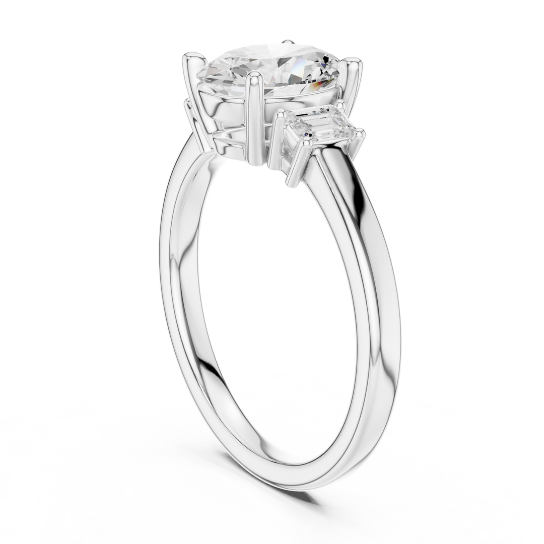 Marquette Oval Three-Stone Diamond Ring