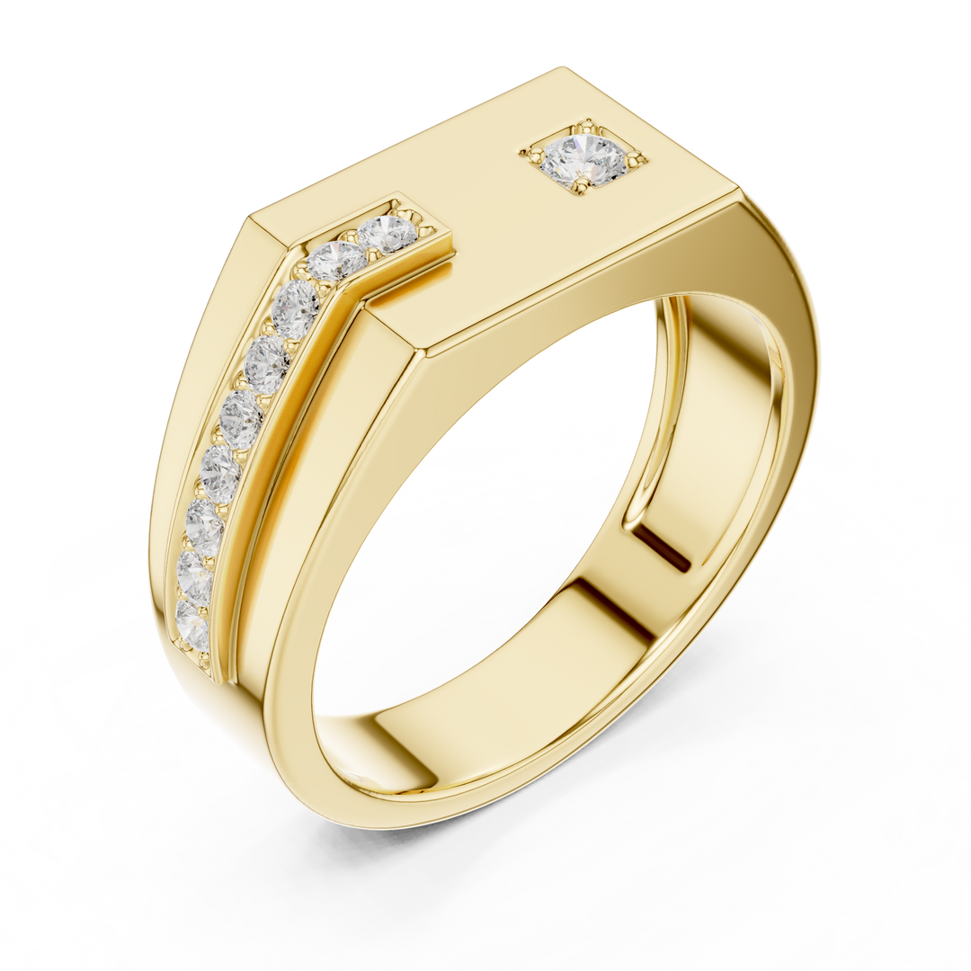 Angular Signet Mens Ring — 0.19ct