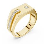 Load image into Gallery viewer, Angular Signet Mens Ring — 0.19ct
