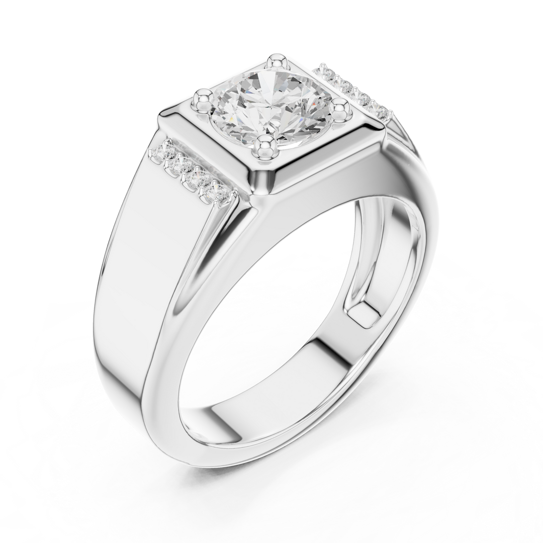 Diamond Signet Mens Ring — 1.08ct