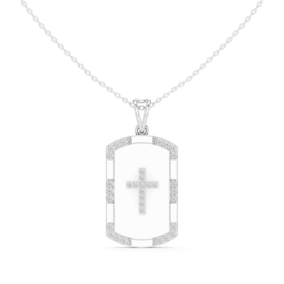 Cross Dog Tag Pendant — 0.75ct