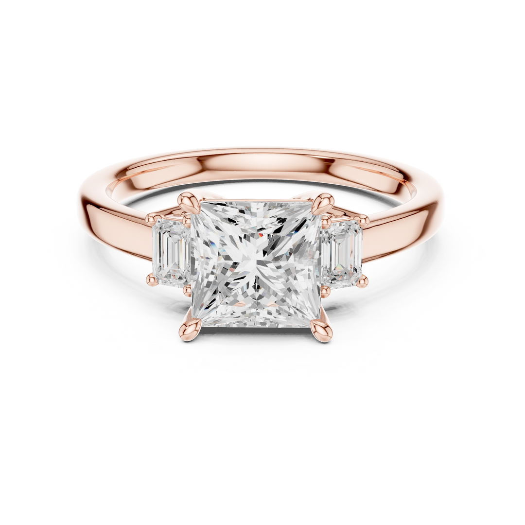 Royale Princess Cut Three-Stone Diamond Engagement Ring