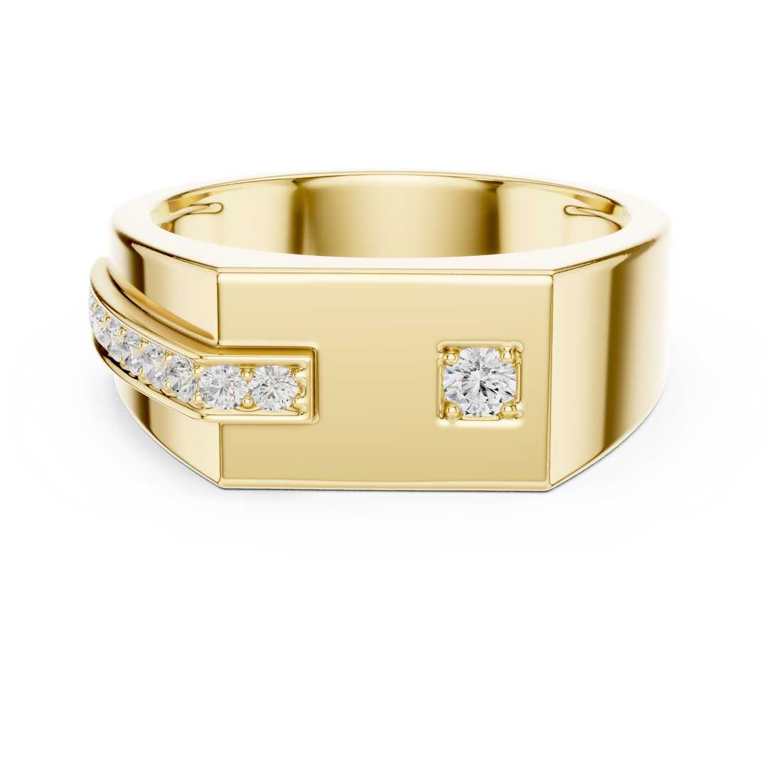 Angular Signet Mens Ring — 0.19ct