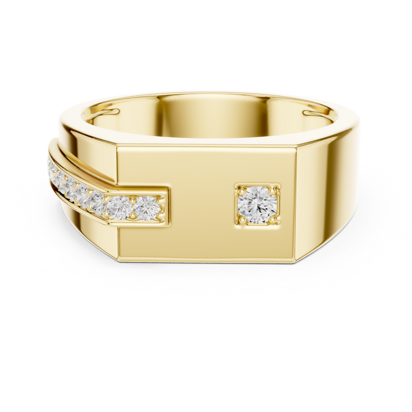 Angular Signet Mens Ring — 0.19ct