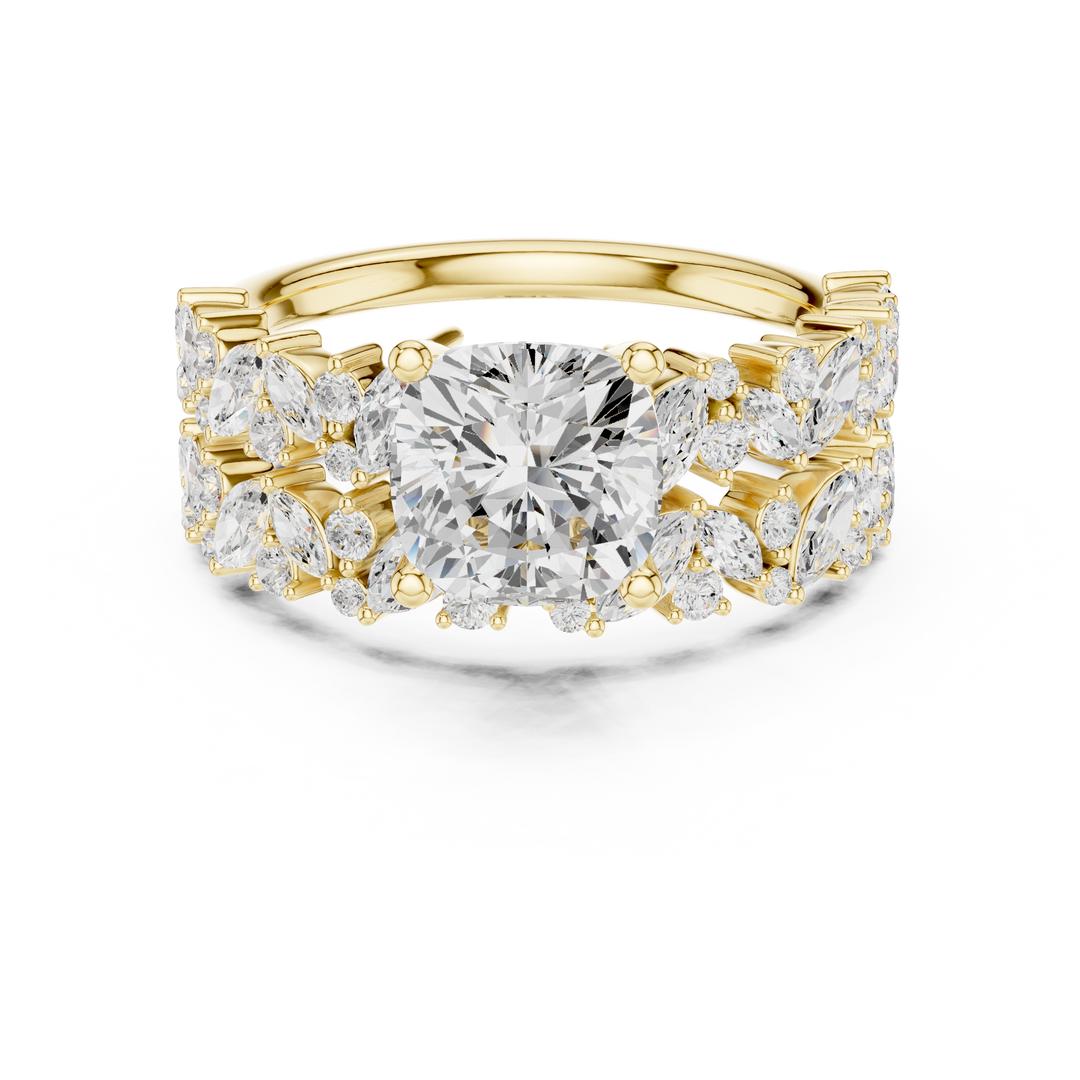 Baroque 1.73ct Cushion Cut Diamond Ring