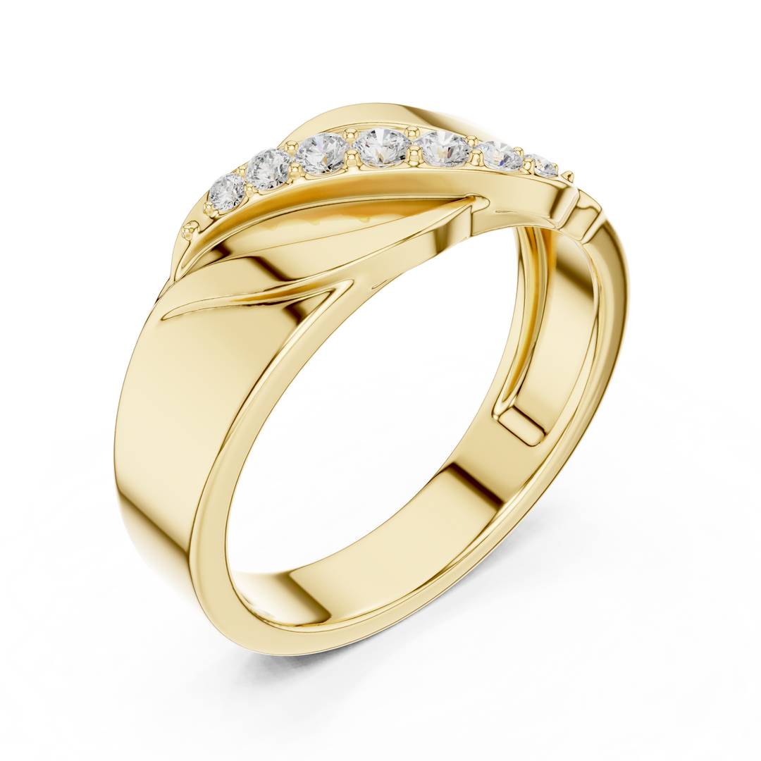 Graduated Diagonal Mens Ring — 0.14ct