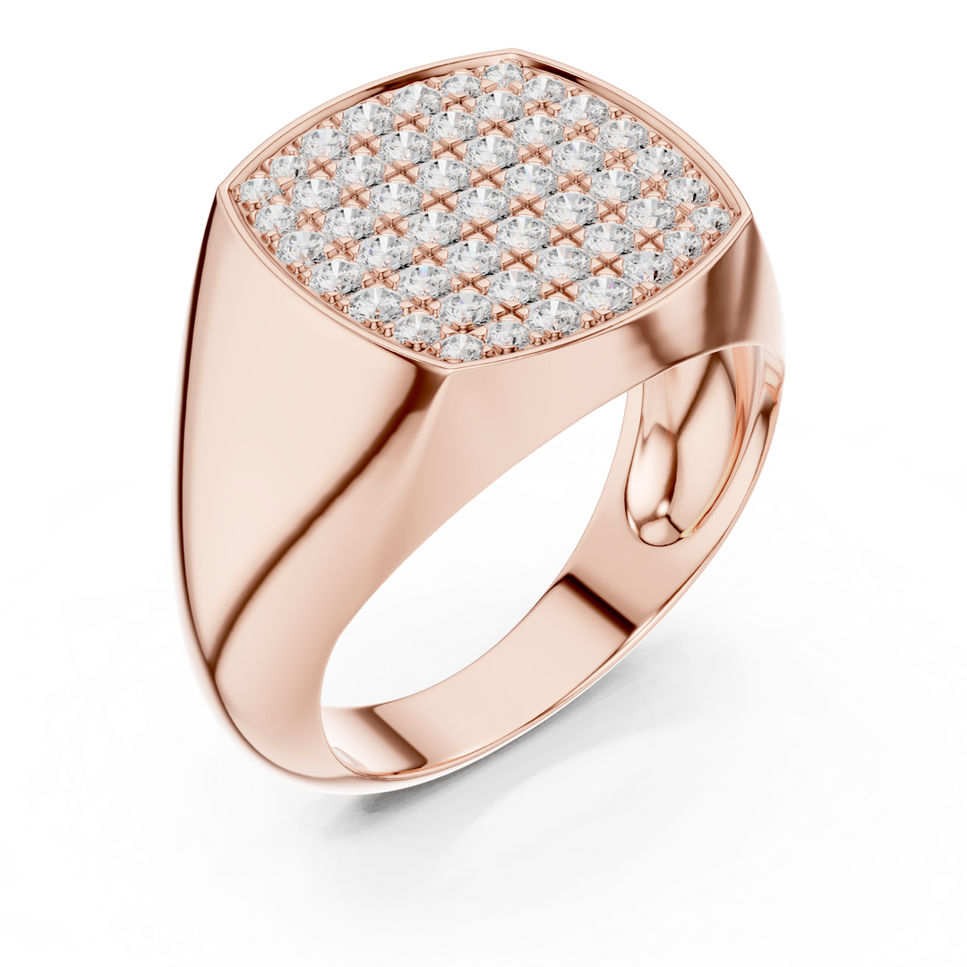 Grid Signet Mens Ring — 0.70ct