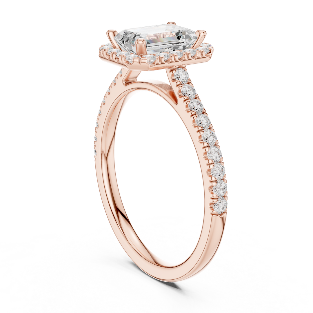 Solitaire Emerald Cut Diamond Accent Ring