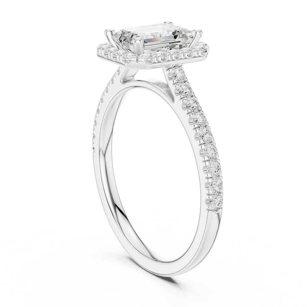 Solitaire Emerald Cut Diamond Accent Ring