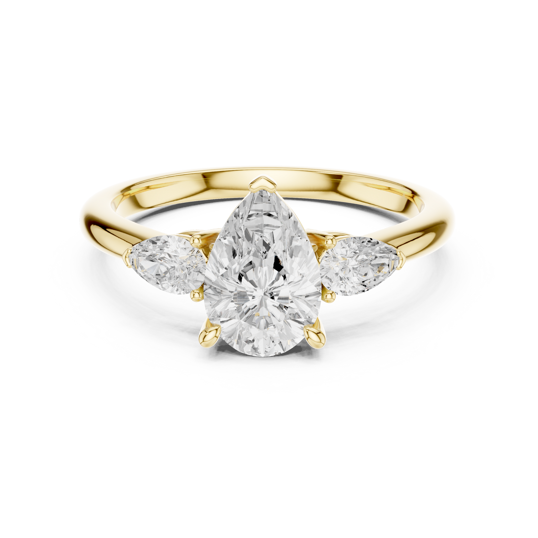 Cascade Pear Three-Stone Diamond Ring