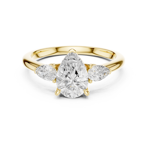 Cascade Pear Three-Stone Diamond Ring
