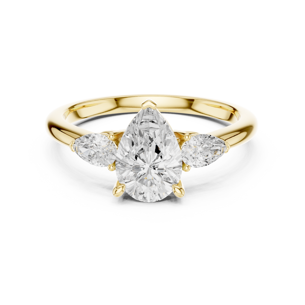 Cascade Pear Three-Stone Diamond Ring