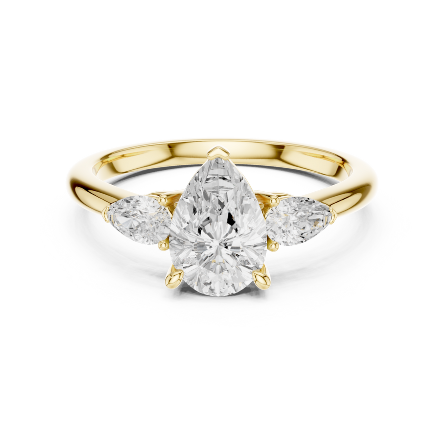Cascade Pear Three-Stone Diamond Ring