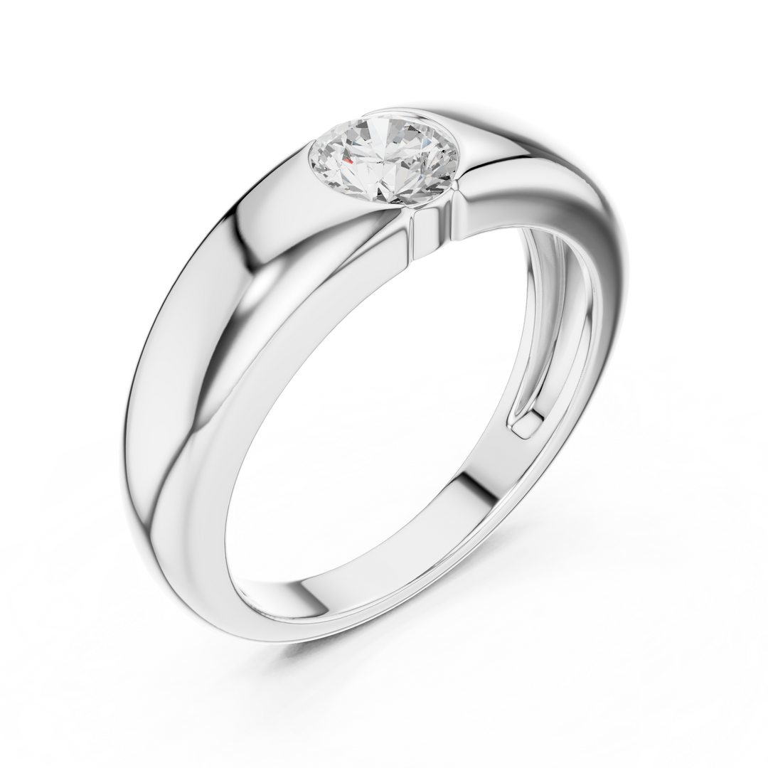 Smooth Dome Mens Ring — 0.01ct