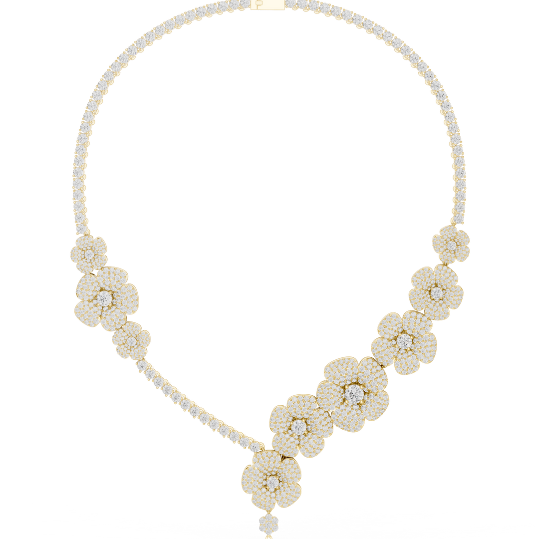 Grand Floral Statement Necklace — 18.60ct