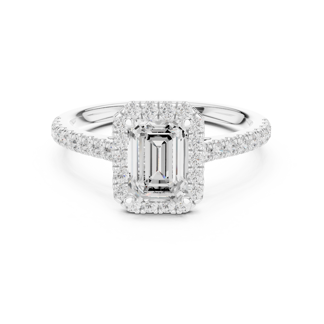 Solitaire Emerald Cut Diamond Accent Ring