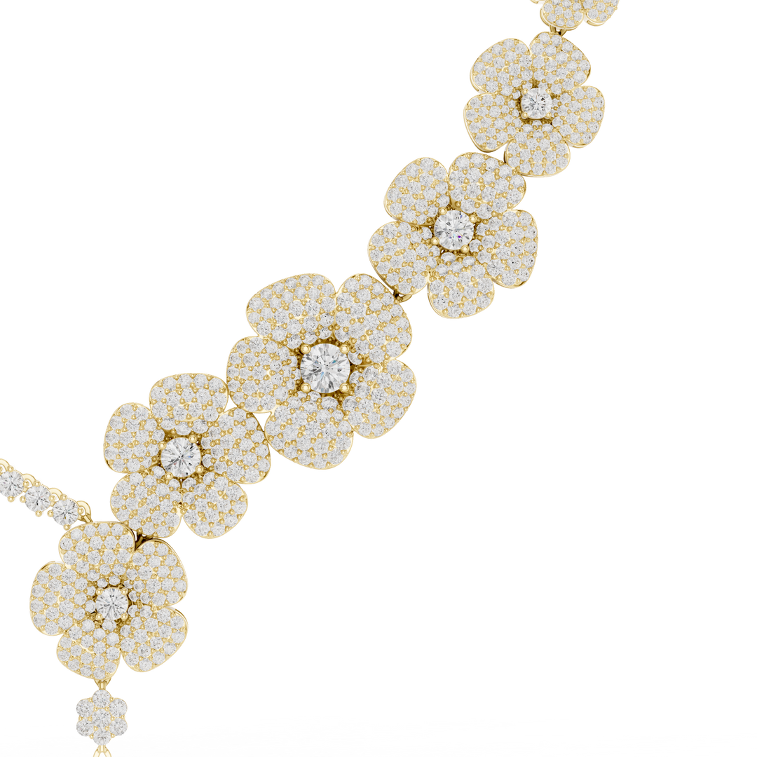 Grand Floral Statement Necklace — 18.60ct