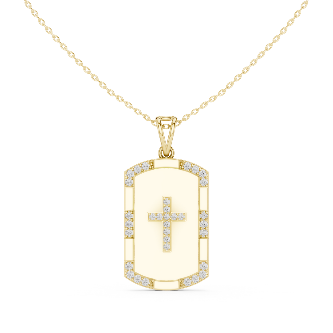Cross Dog Tag Pendant — 0.75ct