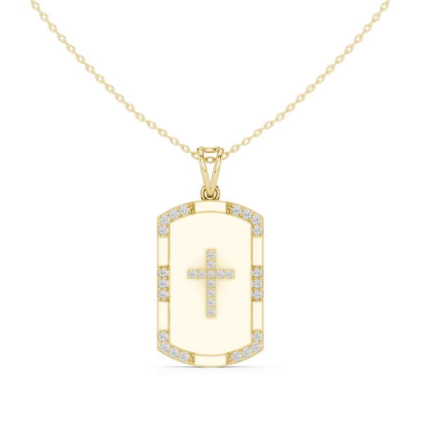 Cross Dog Tag Pendant — 0.75ct