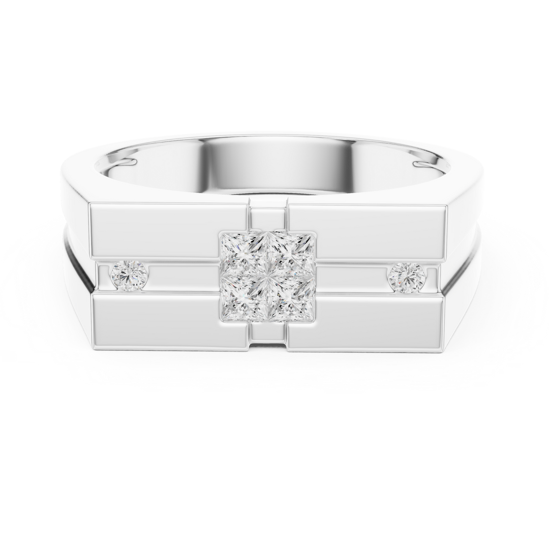 Geometric Cluster Mens Ring — 0.22ct