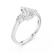 Cascade Pear Three-Stone Diamond Ring