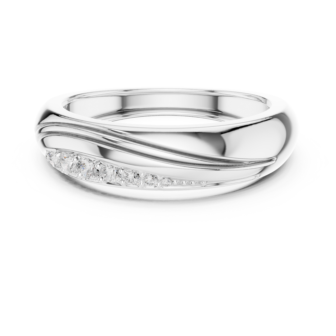 Wave Band Mens Ring — 0.14ct