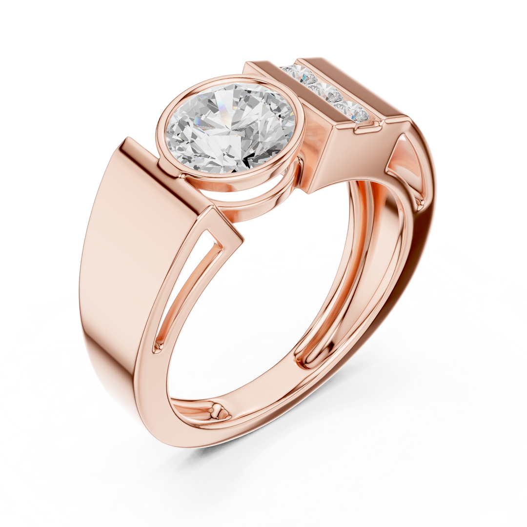 Channel Shoulder Mens Ring — 1.21ct