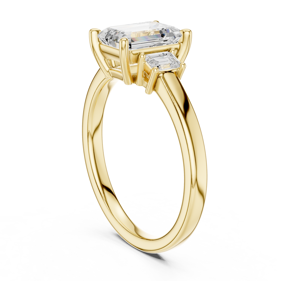 Élégance Emerald Three-Stone Diamond Ring