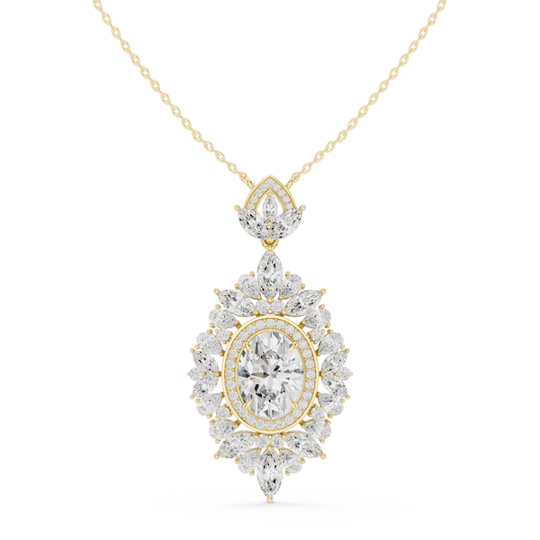 Floral Oval Drop Pendant — 7.82ct