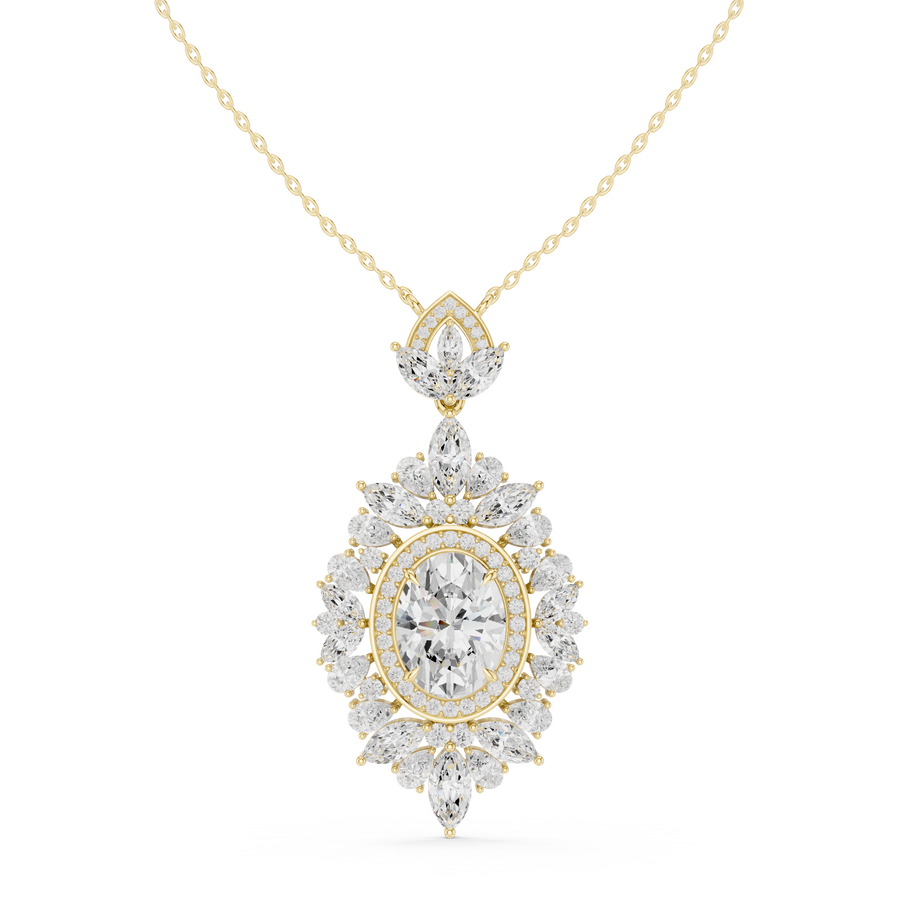 Floral Oval Drop Pendant — 7.82ct