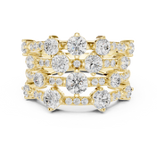 Golden Crown Multi-Row Diamond Cocktail Ring