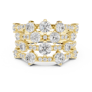 Golden Crown Multi-Row Diamond Cocktail Ring
