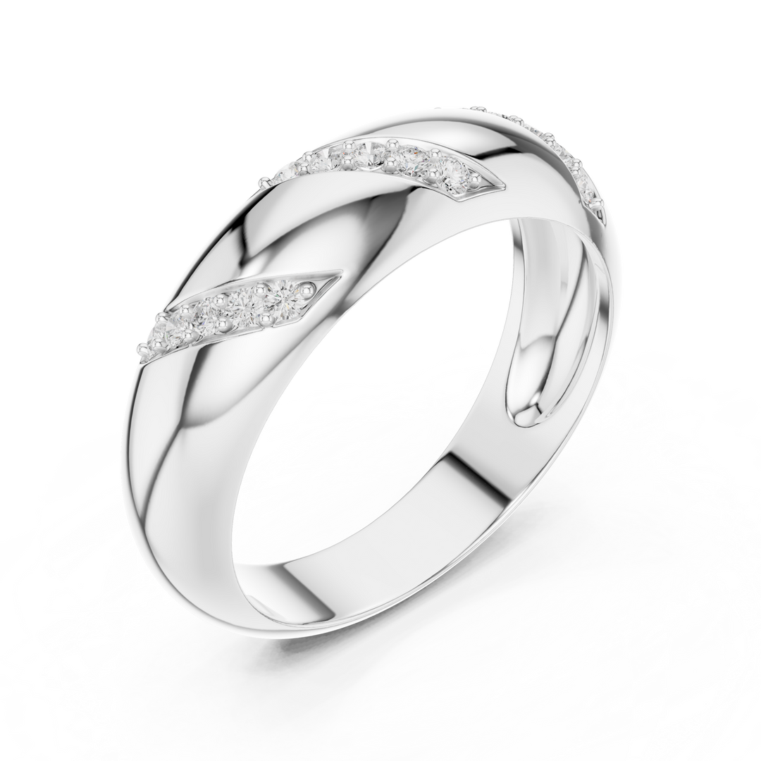Curved Pavé Mens Ring — 0.13ct