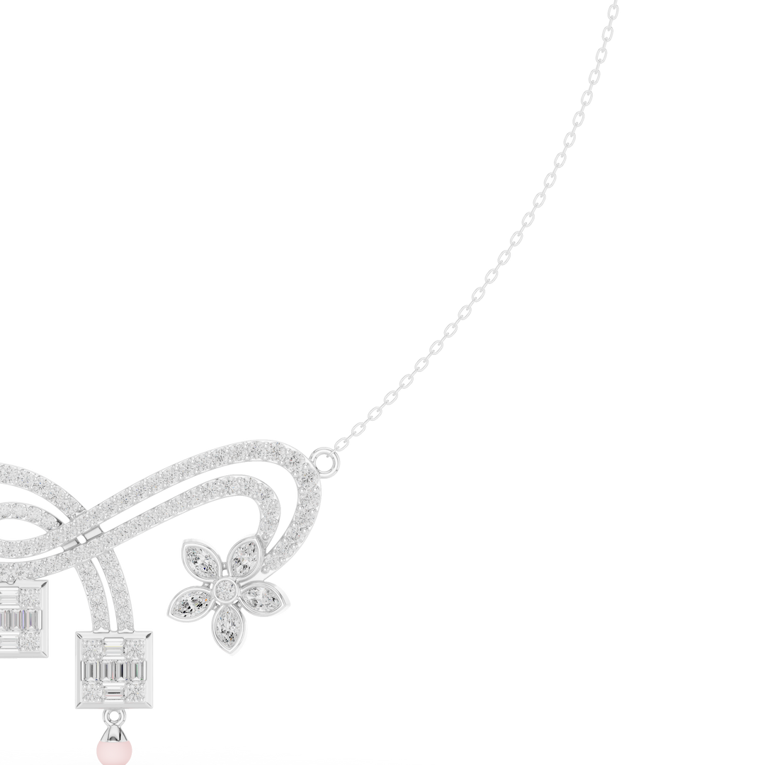 Ornate Scroll Floral Necklace — 3.01ct
