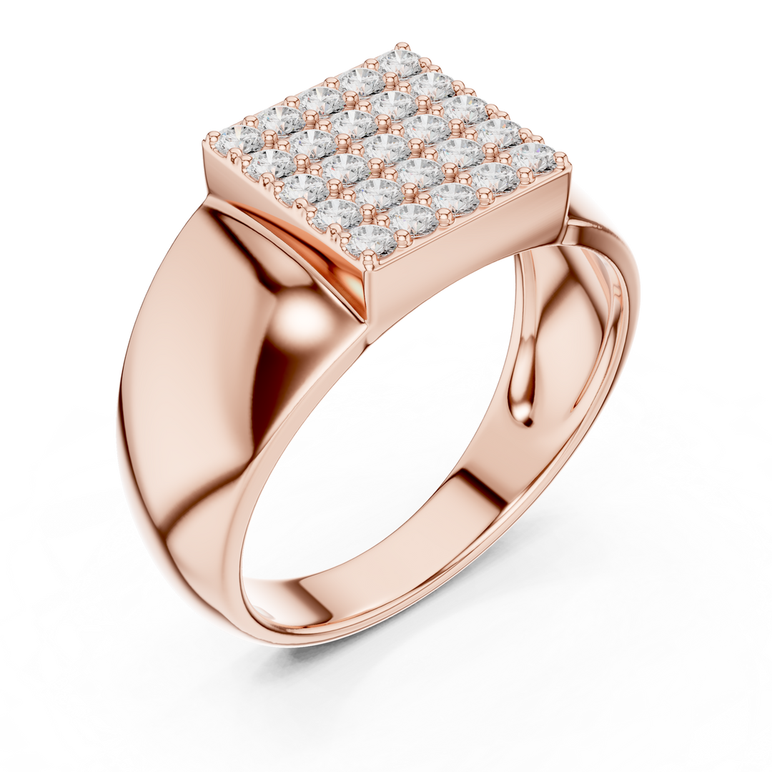 Rectangular Pavé Signet Mens Ring — 0.45ct